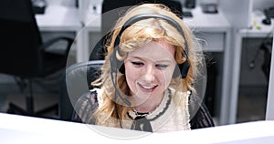 Female call centre operator doing her job