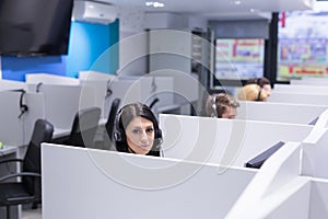 Female call centre operator doing her job