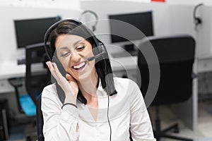 Female call centre operator doing her job