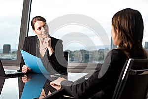 Female candidate during a job interview