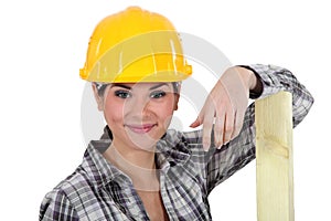 A female carpenter.