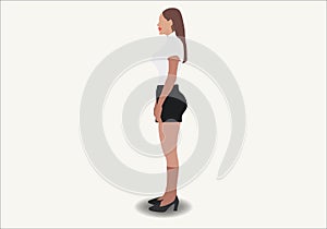 Female cartoon character wearing sweater and mini skirt