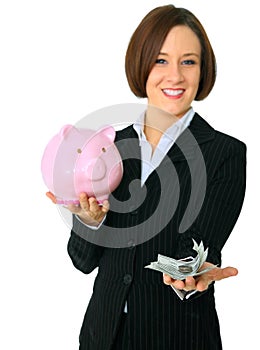 Female Caucasian Hold Money On Focus