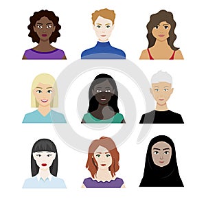 Female characters of different races and ages photo