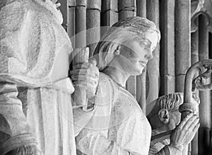 Female charcater on the Main entrance of the cathedral