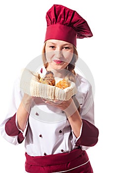 Female Chef with croissant