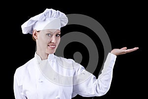 Female Chef Displaying Your Product