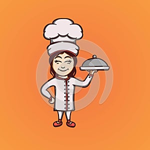 Female chef logo  use for restaurant and food logo