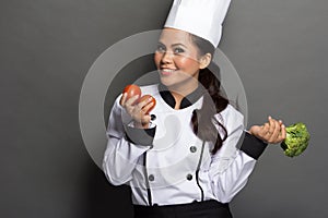 Female chef ready to cook