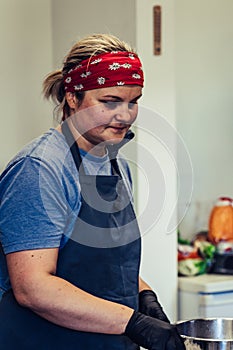 Female Chef Taking a Break from Meal Preparation - Frustrated, Worried, Concept of a Hard Working Person