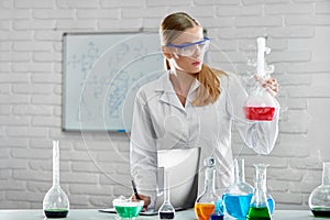 Female chemist working at the laboratory