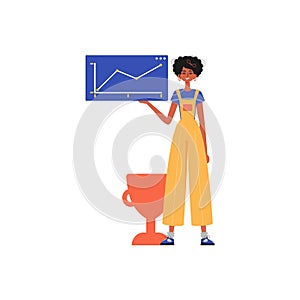 The female child holds a chart with cocksure moral push out in his handwrite. Trendy style, Vector Illustration