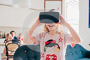 Female child indoor using 3d viewer