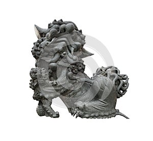 Female chinese stone lion statue