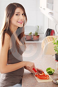 Female chopping food ingredients