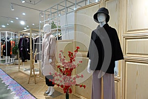 Female clothing shop interior mannequins