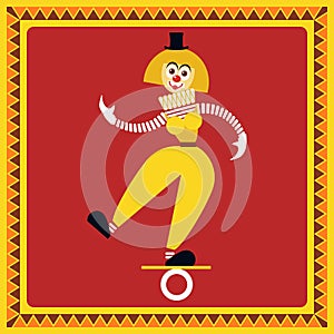 Female clown teetering on the coil