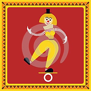 Female clown teetering on the coil photo