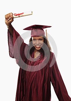 Female college graduate in cap and gown