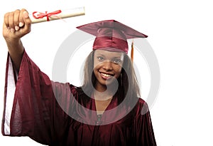 Female college graduate in cap and gown