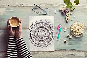 Female coloring adult coloring books, new stress relieving trend