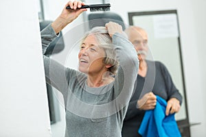 Female combing her hair