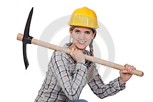 A female construction worker