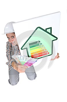 A female construction worker