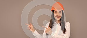 female construction worker. businesswoman in builder hardhat. chief architect engineer. Woman isolated face portrait