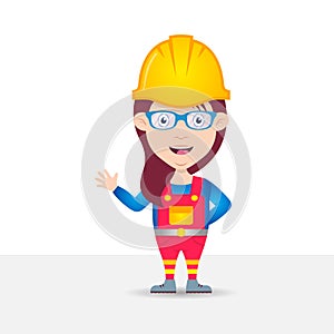 Female construction worker cartoon character