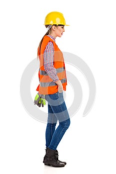 Female Construction Worker Full Length Side View