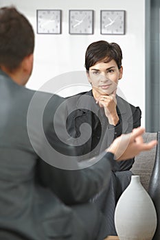 Female consultant listening
