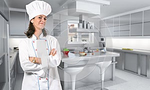 Female cook in kitchen