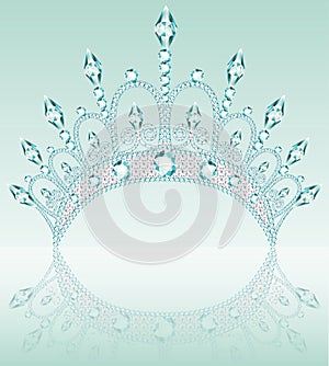 Female crown diadem illustration  on  light background with reflection