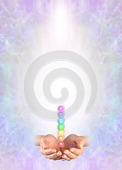 Female cupped hands with Seven Spinning Chakras Diploma Certificate Memo Template