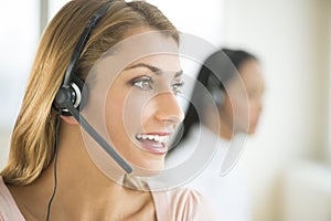 Female Customer Service Representative Looking Away