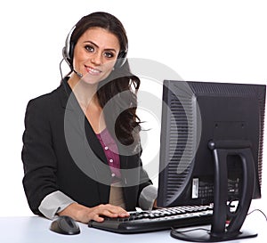 Female customer service representative smiling