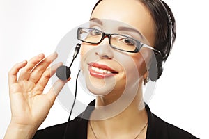 Female customer service representative smiling