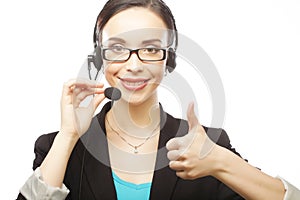 Female customer service representative smiling