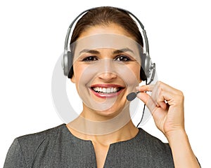 Female Customer Service Representative Talking On Headset