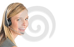 Female Customer Service Representative Wearing Headset