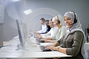 Female Customer Services Agent In Call Center