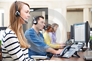 Female Customer Services Agent In Call Centre