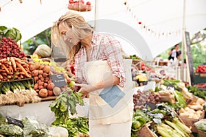 Female Customer Shopping At Farmers Market Stall