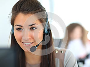 Female customer support operator