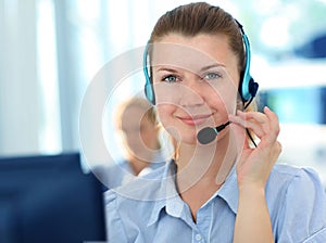 Female customer support operator