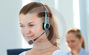 Female customer support operator