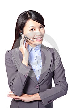 Female customer support operator with headset
