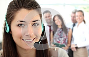 Female customer support operator with headset
