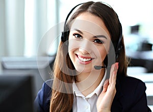 Female customer support operator with headset